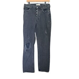 Abercrombie & Fitch Black Dad Jean/ Straight Leg Distressed